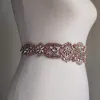 Chic / Beautiful Rose Gold Prom Sash 2020 Satin Metal Handmade  Beading Crystal Pearl Rhinestone Evening Party Accessories