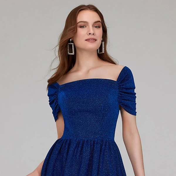 Chic / Beautiful Royal Blue Mother Of The Bride Dresses 2020 A-Line / Princess Floor-Length / Long Short Sleeve Backless Beading Sequins Wedding Evening Party Wedding Party Dresses