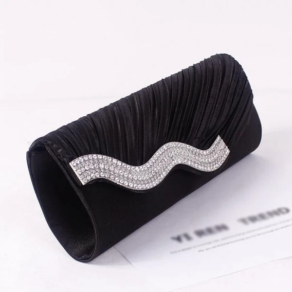 Chic / Beautiful 2017 Outdoor / Garden Black Champagne Grey White Leaf Rhinestone Taffeta Church Evening Party Clutch Bags