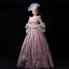 Vintage / Retro Medieval Candy Pink Ball Gown Prom Dresses 2021 Floor-Length / Long Long Sleeve 3D Lace Flower Embroidered Handmade  Beading Pearl Lace