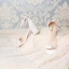 Amazing / Unique White Wedding Sandals 2019 7 cm Leather Beading Pearl Rhinestone Open / Peep Toe Stiletto Heels Wedding Shoes