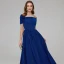Chic / Beautiful Royal Blue Mother Of The Bride Dresses 2020 A-Line / Princess Floor-Length / Long Short Sleeve Backless Beading Sequins Wedding Evening Party Wedding Party Dresses