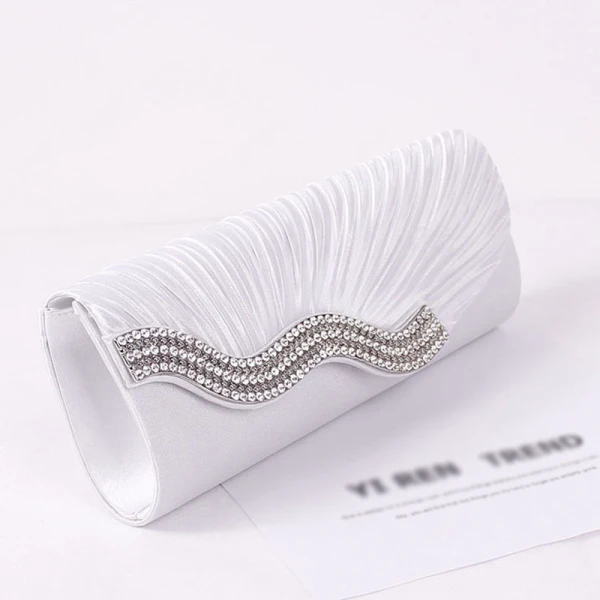 Chic / Beautiful 2017 Outdoor / Garden Black Champagne Grey White Leaf Rhinestone Taffeta Church Evening Party Clutch Bags