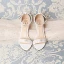 Amazing / Unique White Wedding Sandals 2019 7 cm Leather Beading Pearl Rhinestone Open / Peep Toe Stiletto Heels Wedding Shoes