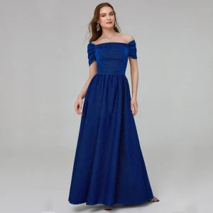Chic Belle Bleu Roi Robe De Mère De Mariée 2020 Princesse Longue Manches Courtes Dos Nu Perlage Paillettes Mariage Soirée Robe Pour Mariage