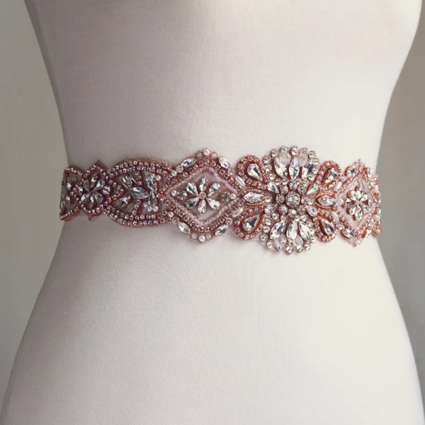 Chic / Belle Or Rose Promo Rubans 2020 Satin Métal Fait main Perlage Cristal Perle Faux Diamant Soirée Accessorize