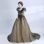 Klassisch Elegante Schwarz Ballkleider 2018 Tülle V-Ausschnitt Ballkleid Lange Applikationen Rückenfreies Stickerei Festliche Kleider