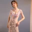 Sexy Blushing Pink Floor-Length / Long Evening Dresses  2018 Trumpet / Mermaid Tulle V-Neck Appliques Backless Beading Evening Party Formal Dresses