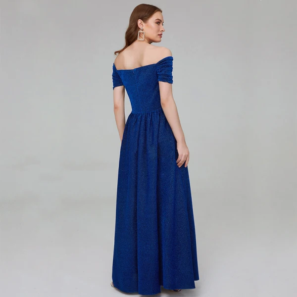 Chic / Beautiful Royal Blue Mother Of The Bride Dresses 2020 A-Line / Princess Floor-Length / Long Short Sleeve Backless Beading Sequins Wedding Evening Party Wedding Party Dresses