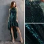 Chic / Belle Vert Foncé Paillettes Robe De Fête 2022 Princesse Encolure Dégagée Perlage Gland Sans Manches Asymétrique Soirée Robe De Soirée Robe De Ceremonie