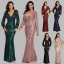 Sparkly Black Sequins Evening Dresses 2023 Trumpet / Mermaid V-Neck Long Sleeve Floor-Length / Long Evening Party Formal Dresses