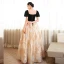 Chic / Beautiful Black Prom Dresses 2023 A-Line / Princess Pearl Square Neckline Short Sleeve Backless Floor-Length / Long Prom Formal Dresses