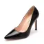 Sexy Schwarz Abend Lackleder Pumps 2023 9 cm Stilettos Spitzschuh Pumps Hochhackige