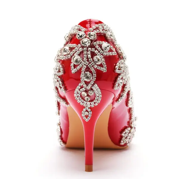 Charmant Zwarte Avond Rhinestone Pumps 2023 Hoge Hakken 7 cm Naaldhakken / Stiletto Spitse Neus Pumps Pumps
