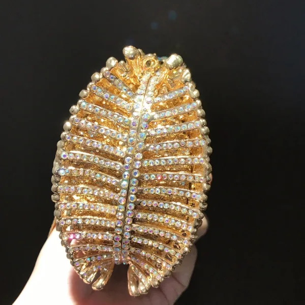 Unusual Sparkly Gold Pierced Rhinestone Evening Party Clutch Bags 2022