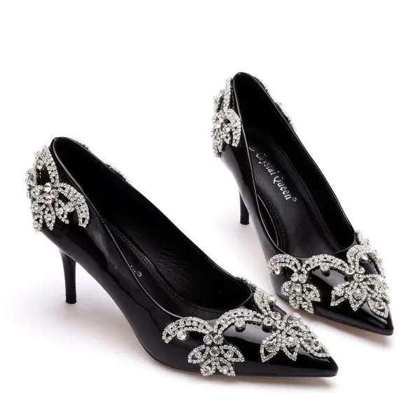 Schöne Rot Abend Strass Pumps 2023 7 cm Stilettos Spitzschuh Pumps Hochhackige