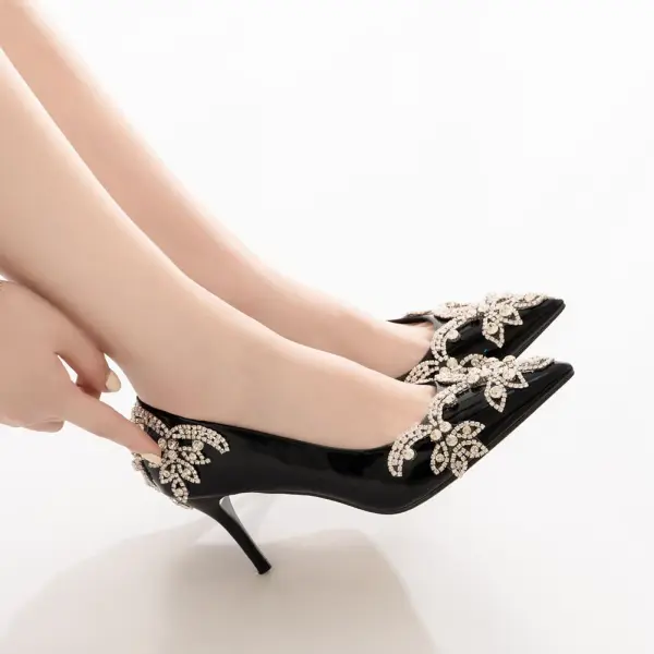 Schöne Rot Abend Strass Pumps 2023 7 cm Stilettos Spitzschuh Pumps Hochhackige