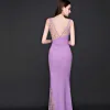 Sexy Formal Dresses 2017 Evening Dresses  Lilac Trumpet / Mermaid Floor-Length / Long Backless Spaghetti Straps Sleeveless Sequins