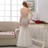 Sexy Formal Dresses 2017 Evening Dresses  White Trumpet / Mermaid Floor-Length / Long Backless Spaghetti Straps Sleeveless Sequins Rhinestone