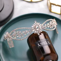 Snygga / Fina Silver Rhinestone Tassel Bröllop Brudsmycken 2022 Legering Tiara Organ Smycken