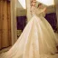 Vintage / Retro Church Wedding Dresses 2017 Lace Flower Crystal Rhinestone Scoop Neck Backless 1/2 Sleeves Ivory Ball Gown Cathedral Train