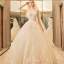 Chic / Beautiful Sparkly Wedding Dresses 2017 Scoop Neck Sleeveless Church Ivory Ball Gown Lace Appliques Crystal Rhinestone Floor-Length / Long