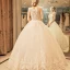 Chic / Beautiful Sparkly Wedding Dresses 2017 Scoop Neck Sleeveless Church Ivory Ball Gown Lace Appliques Crystal Rhinestone Floor-Length / Long
