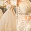 Chic / Beautiful Sparkly Wedding Dresses 2017 Scoop Neck Sleeveless Church Ivory Ball Gown Lace Appliques Crystal Rhinestone Floor-Length / Long