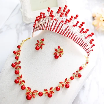 Fine 2017 Rød Sølv Krystall Rhinestone Metall Tiara Brudesmykker