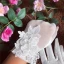 Chic / Beautiful White Bridal Gloves 2020 Appliques Flower Pearl Lace Tulle Bridal Prom Wedding Accessories