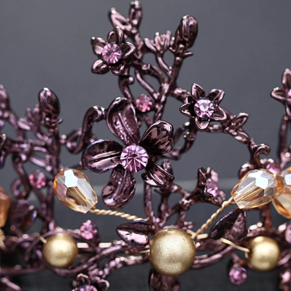 Classic Elegant Purple Bridal Jewelry 2017 Metal Beading Crystal Rhinestone Headpieces Prom Accessories