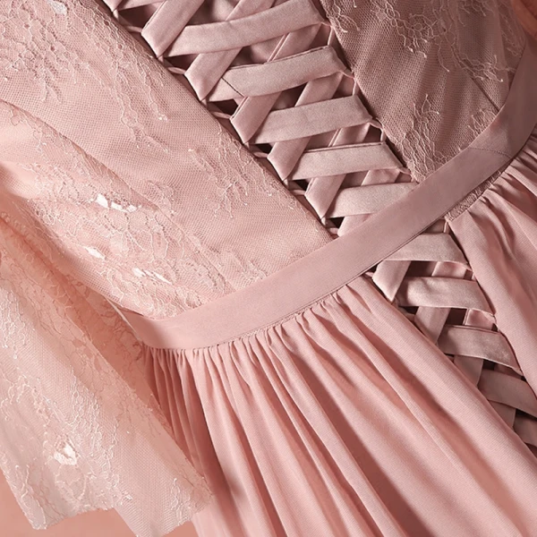 Klassisk Eleganta Rodnande Rosa Extra Stor Storlek Aftonklänningar 2018 Chiffong Appliqués Halterneck Afton Formella Klänningar