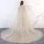Sparkly Bling Bling Champagne Floor-Length / Long Evening Dresses  2018 A-Line / Princess U-Neck Tulle With Cloak Beading Sequins Evening Party Formal Dresses