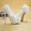 Amazing / Unique White 14 cm Wedding High Heels Appliques Beading Pearl Round Toe Pumps Wedding Shoes 2018