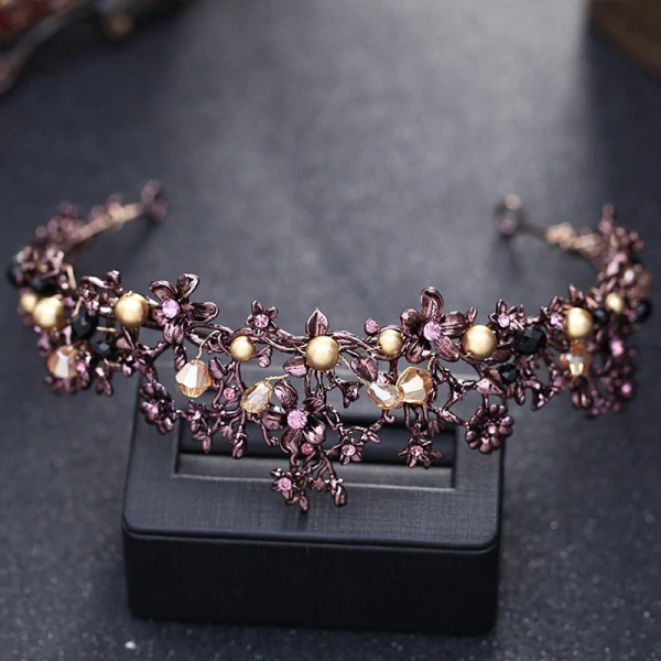 Classic Elegant Purple Bridal Jewelry 2017 Metal Beading Crystal Rhinestone Headpieces Prom Accessories