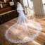 Charmant Blanche Royal Train Mariage Tulle En Dentelle Appliques Fleur 4 m Voile De Mariée 2018