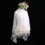 Sjarmerende Hvit Korte Brudeslør Appliques Blomst Chiffon Bryllup Tilbehør 2019