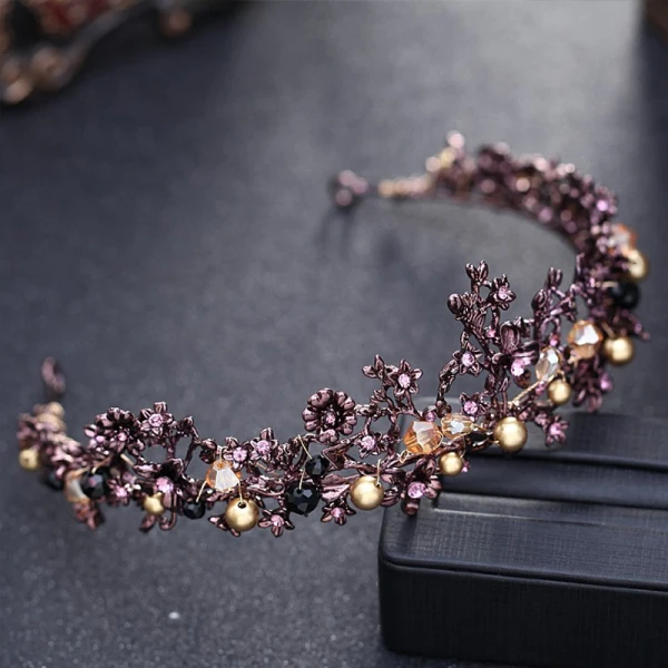 Classic Elegant Purple Bridal Jewelry 2017 Metal Beading Crystal Rhinestone Headpieces Prom Accessories