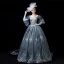 Vintage / Retro Medieval Ink Blue Ball Gown Prom Dresses 2021 V-Neck 1/2 Sleeves 3D Lace Appliques Embroidered Handmade  Cosplay Court Train Prom