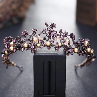 Classic Elegant Purple Bridal Jewelry 2017 Metal Beading Crystal Rhinestone Headpieces Prom Accessories