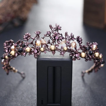 Classic Elegant Purple Bridal Jewelry 2017 Metal Beading Crystal Rhinestone Headpieces Prom Accessories