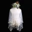 Sjarmerende Hvit Korte Brudeslør Appliques Blomst Chiffon Bryllup Tilbehør 2019