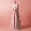 Klassisk Eleganta Rodnande Rosa Extra Stor Storlek Aftonklänningar 2018 Chiffong Appliqués Halterneck Afton Formella Klänningar