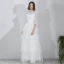 Modern / Fashion White Floor-Length / Long Wedding 2018 A-Line / Princess Tulle High Neck Puffy Lace-up Beach Wedding Dresses
