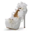 Amazing / Unique White 14 cm Wedding High Heels Appliques Beading Pearl Round Toe Pumps Wedding Shoes 2018