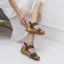 Roman Brown Street Wear Rivet Womens Sandals 2022 5 cm Wedges Open / Peep Toe Sandals