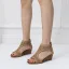 Bohemia Brown Street Wear Rhinestone Womens Sandals 2022 T-Strap 5 cm Wedges Open / Peep Toe Sandals