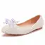 Elegant Beige Pearl Crystal Wedding Shoes 2025 Pointed Toe Flat Wedding Heels
