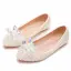Elegant Beige Pearl Crystal Wedding Shoes 2025 Pointed Toe Flat Wedding Heels