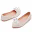 Elegant Beige Pearl Crystal Wedding Shoes 2025 Pointed Toe Flat Wedding Heels